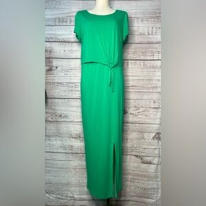 Chico's 2‎ Solid Pop Over Paige Maxi Dress Solid Green Beach Vacation